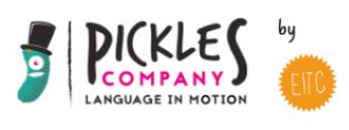 Logo de la Pickles company, représente un cornichon vert avec un chapeau haut de forme.