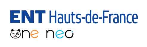 Logo "ENT Hauts-de-France, One Neo", texte bleu